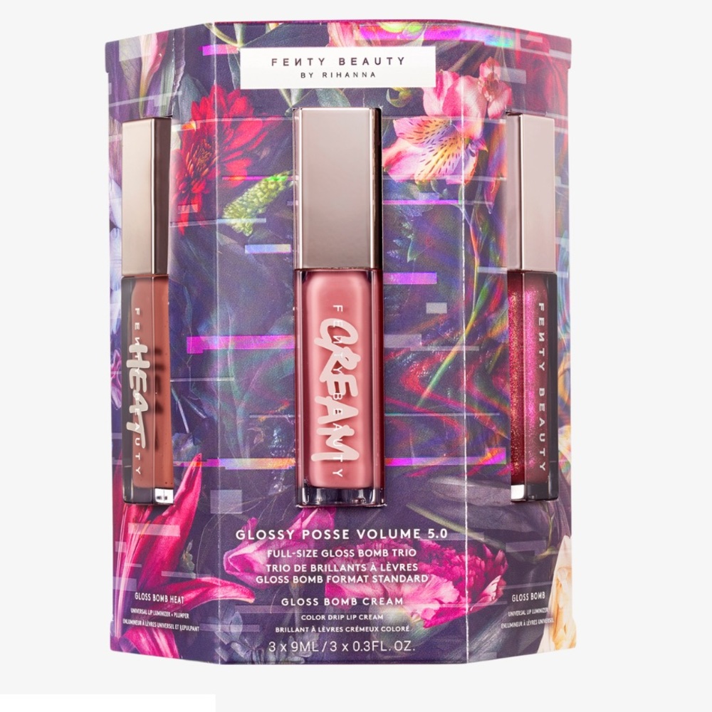 New FENTY by Rihanna Glossy Posse Volume 5.0 3 Full-Sized Gloss Bomb limited NEW